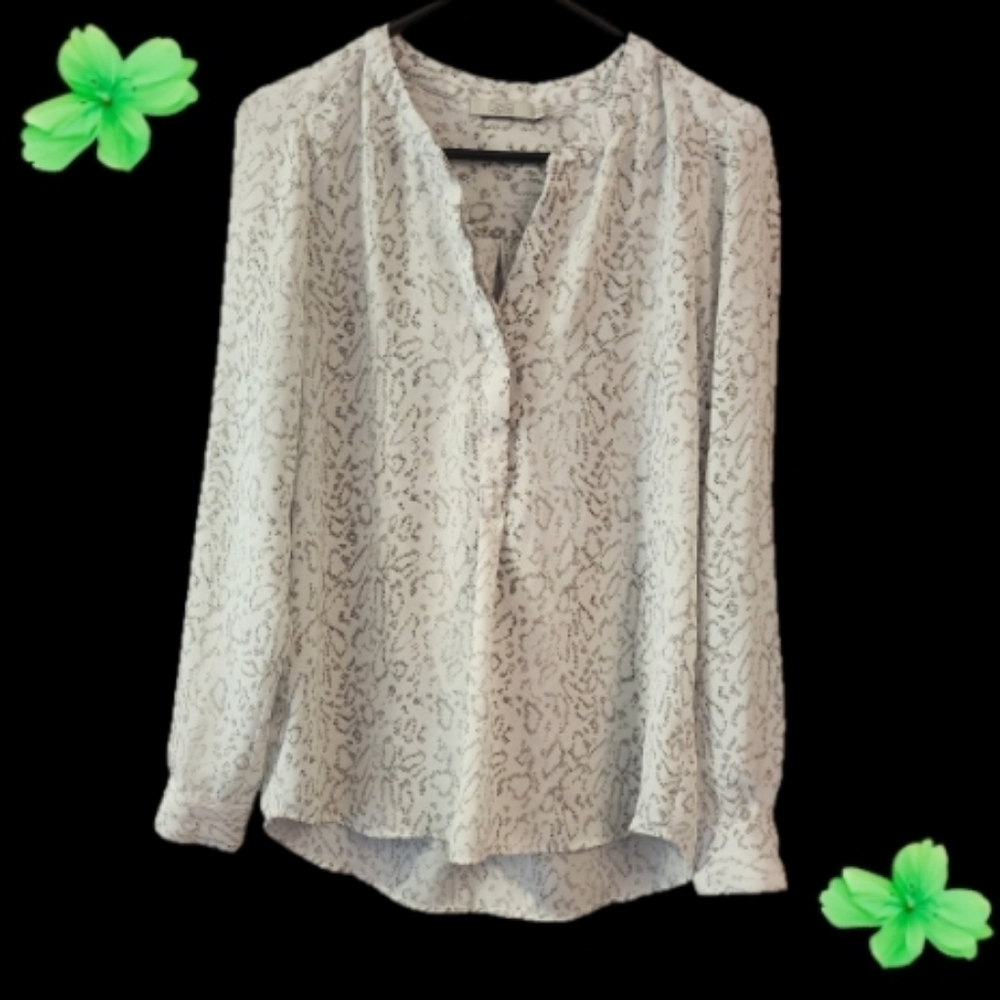 DALIA BRAND - LONG SLEEVE REPTILE/SNAKE SKIN DESIGN BLOUSE - SIZE S